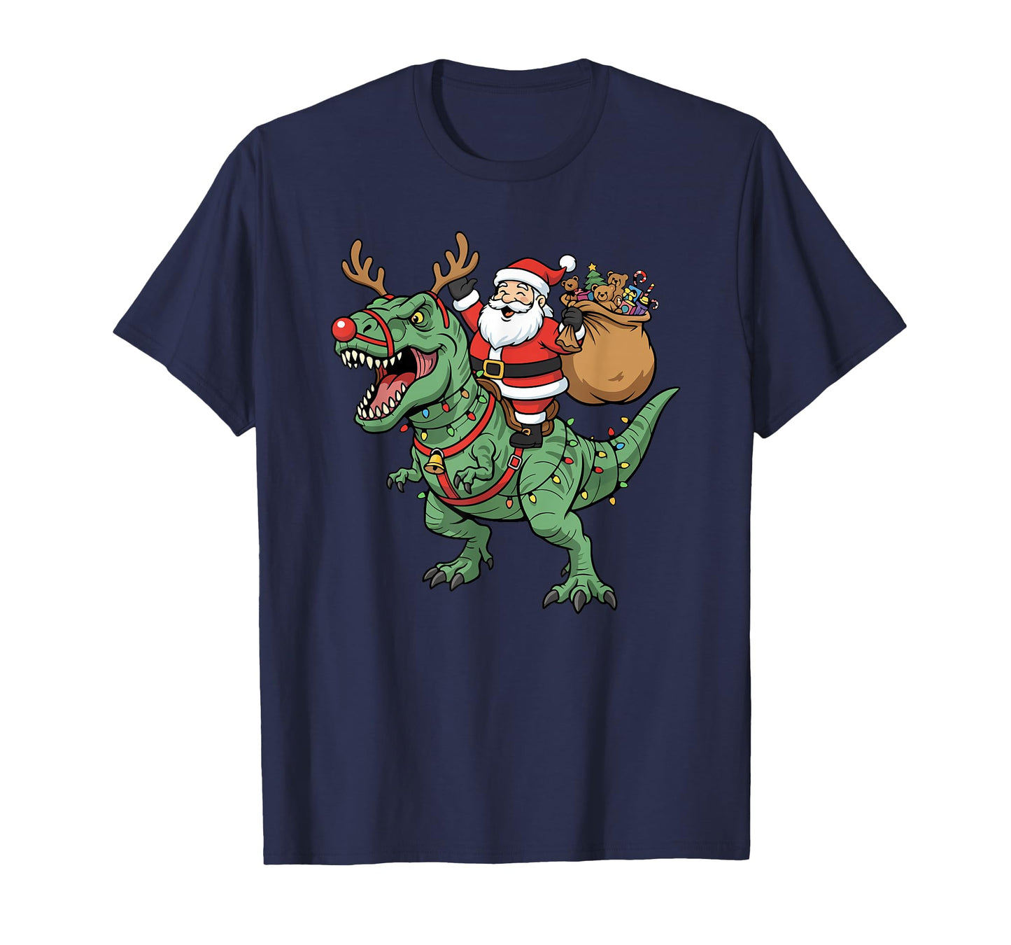 Santa Claus Riding T-Rex Funny Christmas Dinosaur T-Shirt