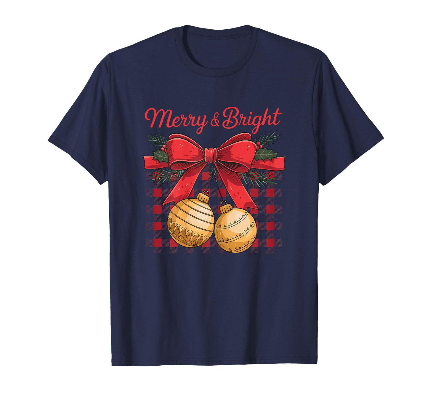 Coquette Merry and Bright Christmas Bow Women Girl Kids T-Shirt
