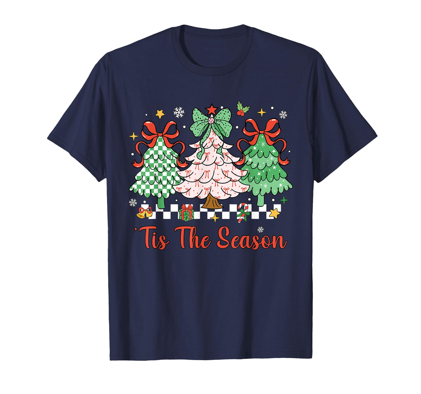 Christmas Tis The Season Coquette Bow Christmas Tree Women T-Shirt