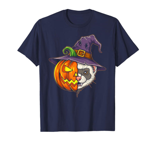 Ferret Pumpkin Jack O Lantern Halloween Kids Mens Womens T-Shirt