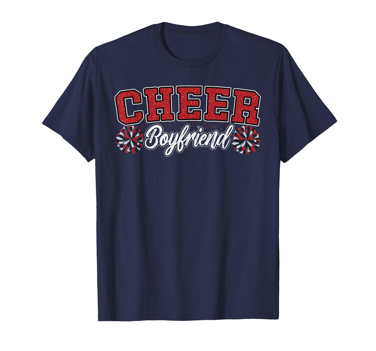 Loud Proud Cheer Boyfriend Pom Poms Red Cheerleader Women T-Shirt