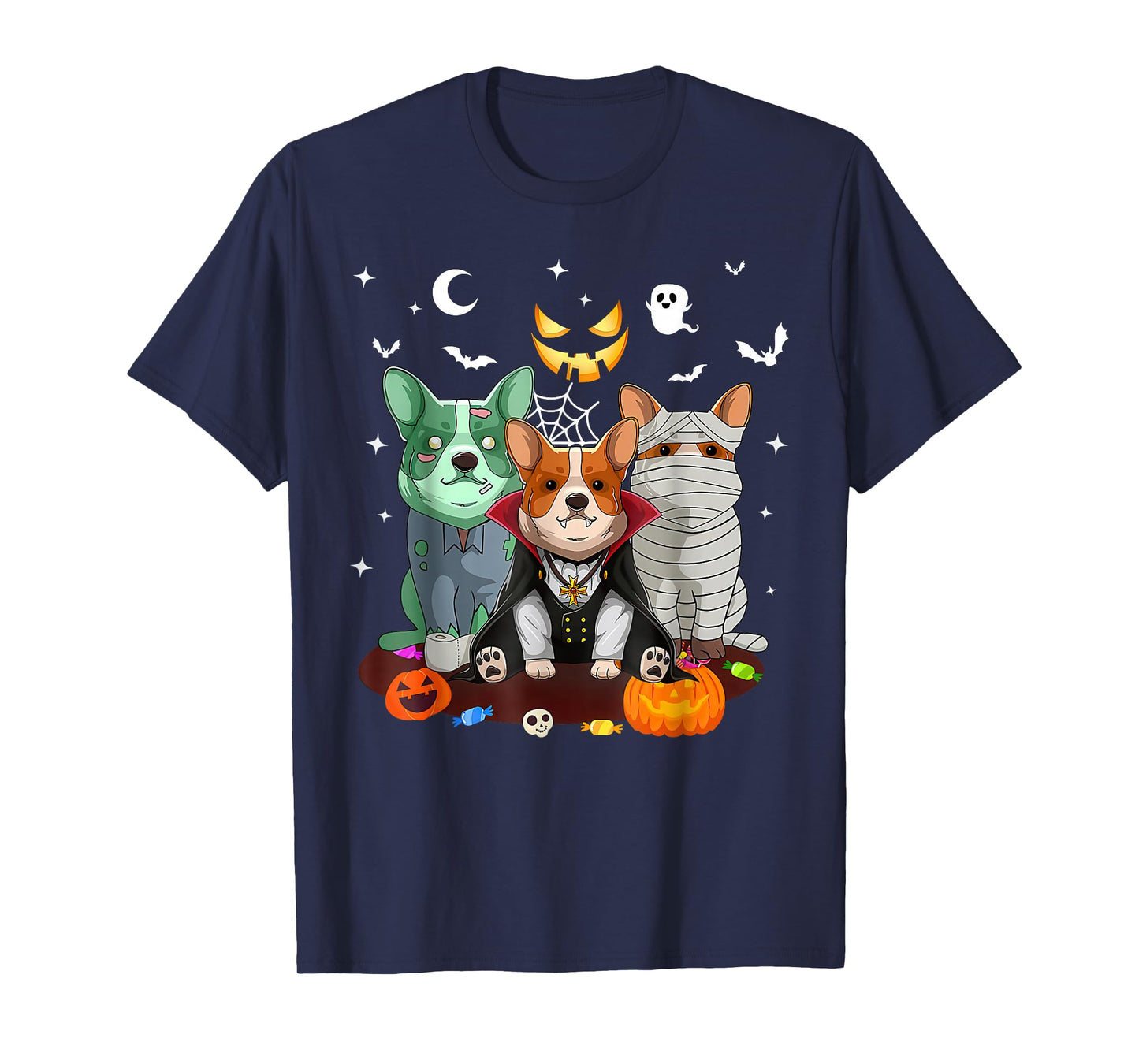 Corgi Dog Ghost Witch Pumpkin Halloween Costume Dog Lover T-Shirt