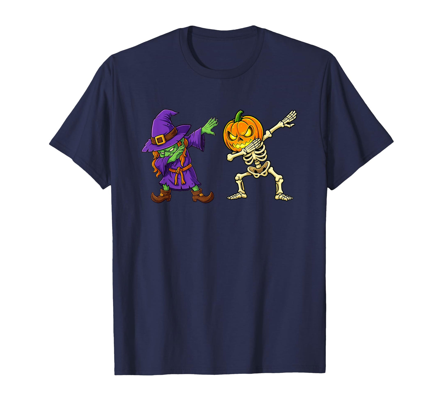 Halloween Skeleton Witch Dabbing Spooky Skeleton Pumpkin T-Shirt