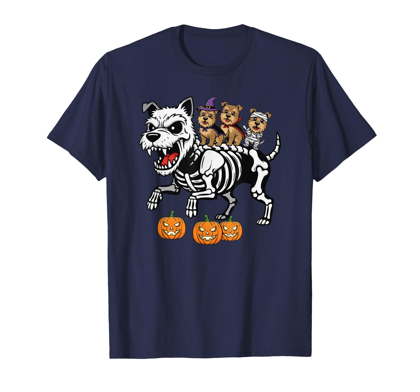Cairn Terrier Skeleton Mummy Witch Halloween Kid Mens Womens T-Shirt
