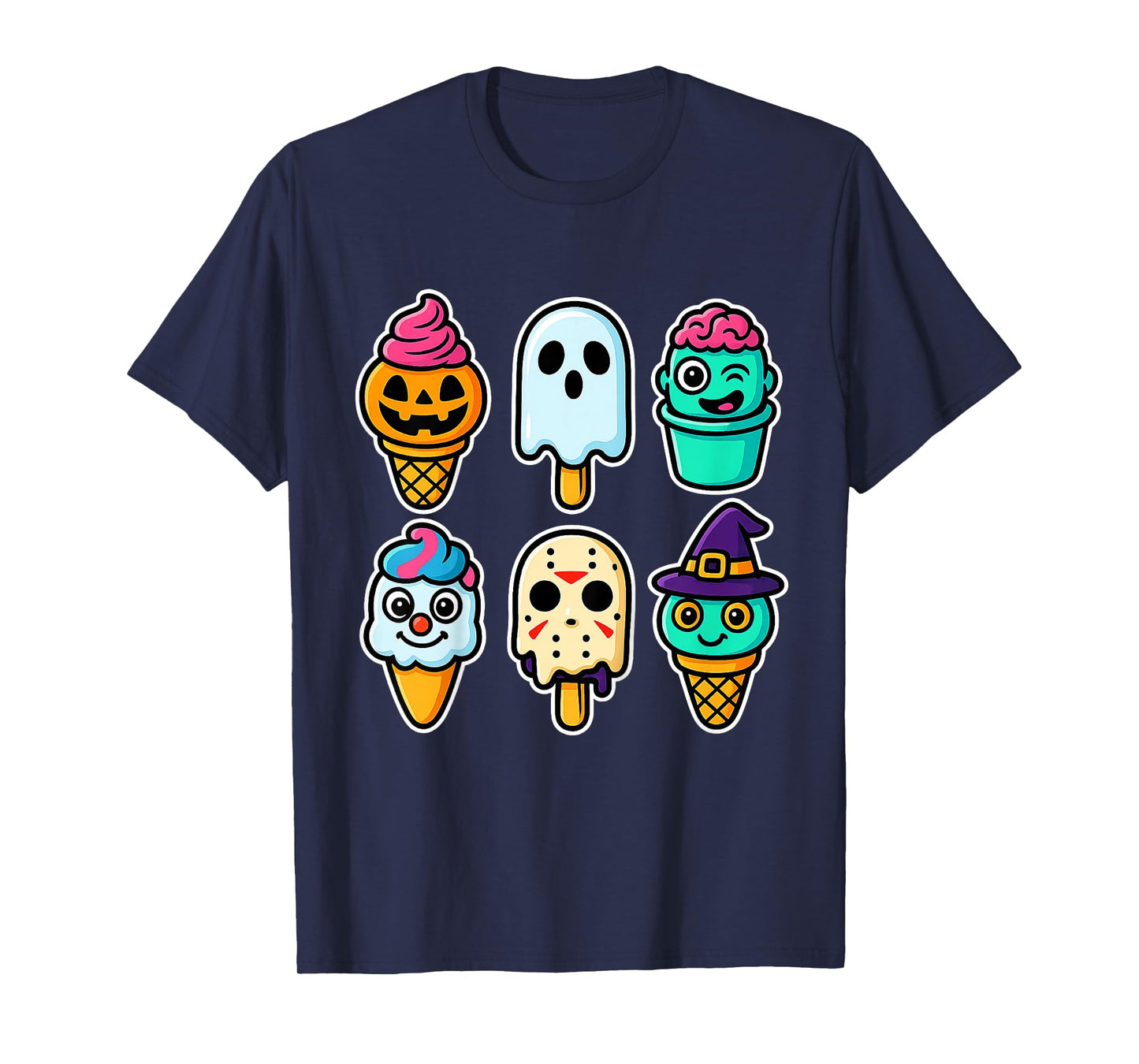 Funny Horror Ice Cream Pops Summerween Halloween Candy Boys T-Shirt