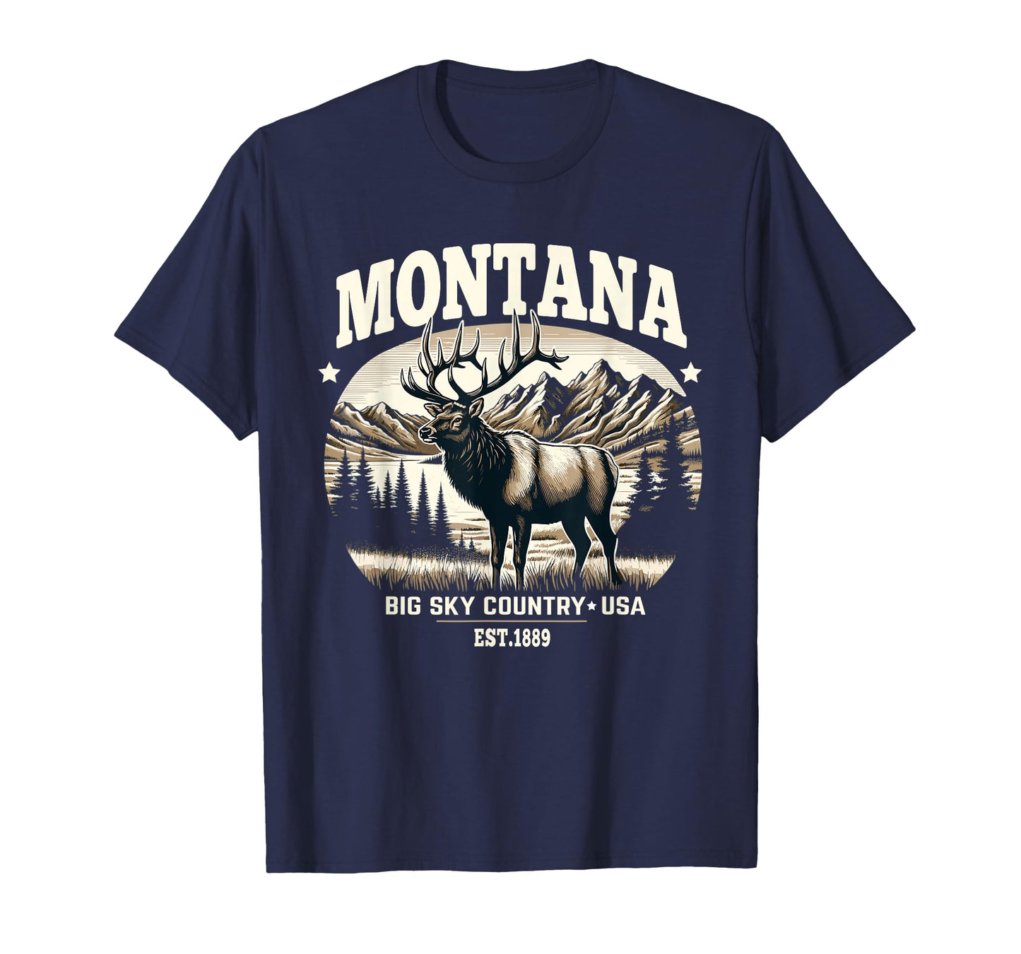 Montana Rocky Mountain Elk, Big Sky Country Design T-Shirt