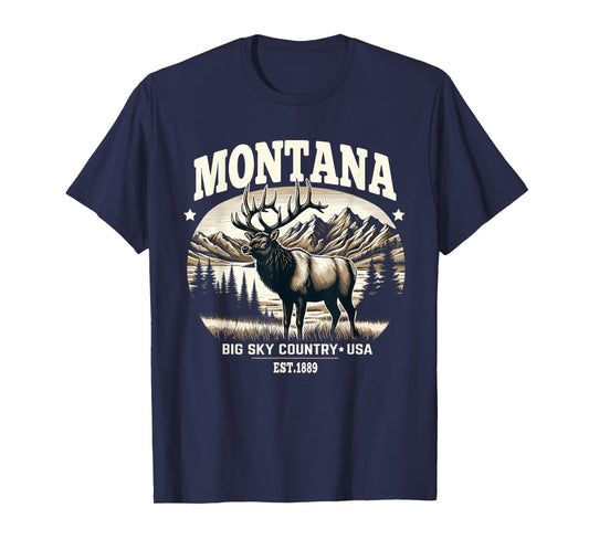Montana Rocky Mountain Elk, Big Sky Country Design T-Shirt