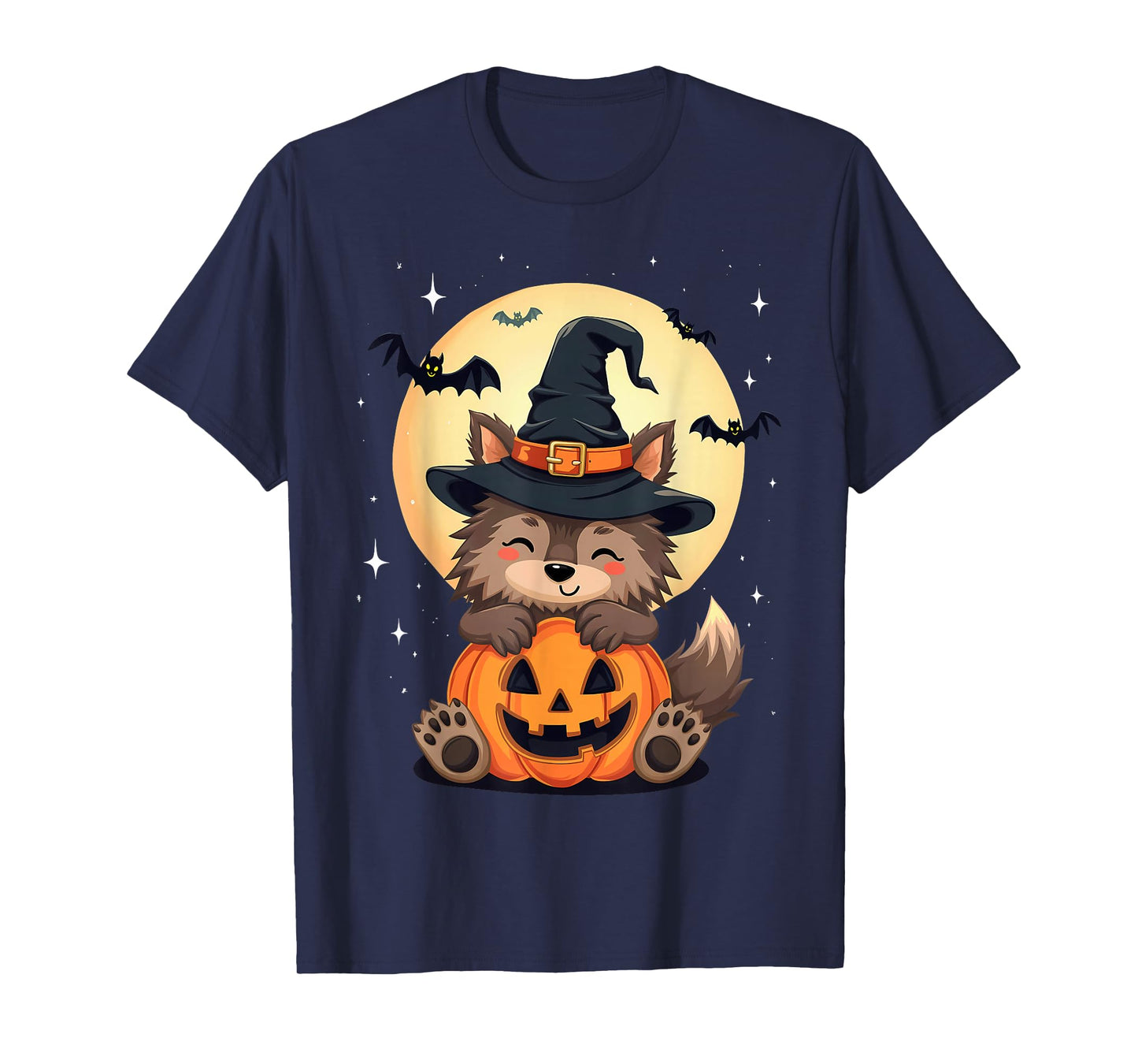 Halloween Werewolf Witch Hat Pumpkin Spooky T-Shirt