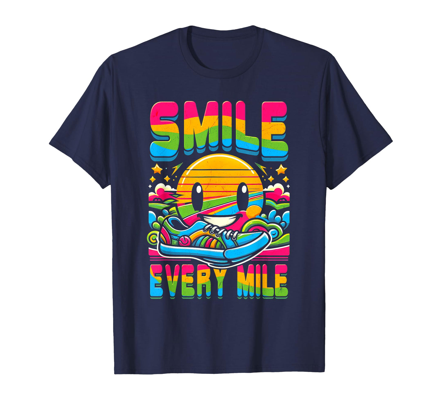Hilarious Running Runner Smile Every Mile Graphic Saying T-Shirt