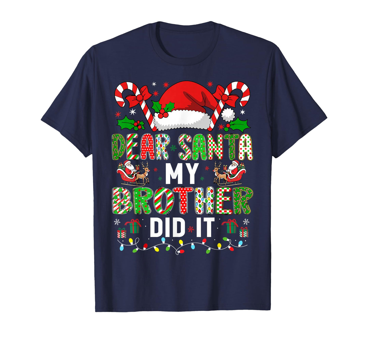 HUGvyn Dear Santa My Brother Did It Christmas Boys Girls Kid T-Shirt
