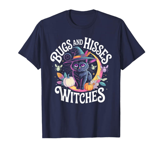 Gothic Cat Magic Flowers Witch Apparel T-Shirt