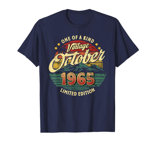 Vintage Birthday Gift Vintage October 1965 Men Women T-Shirt