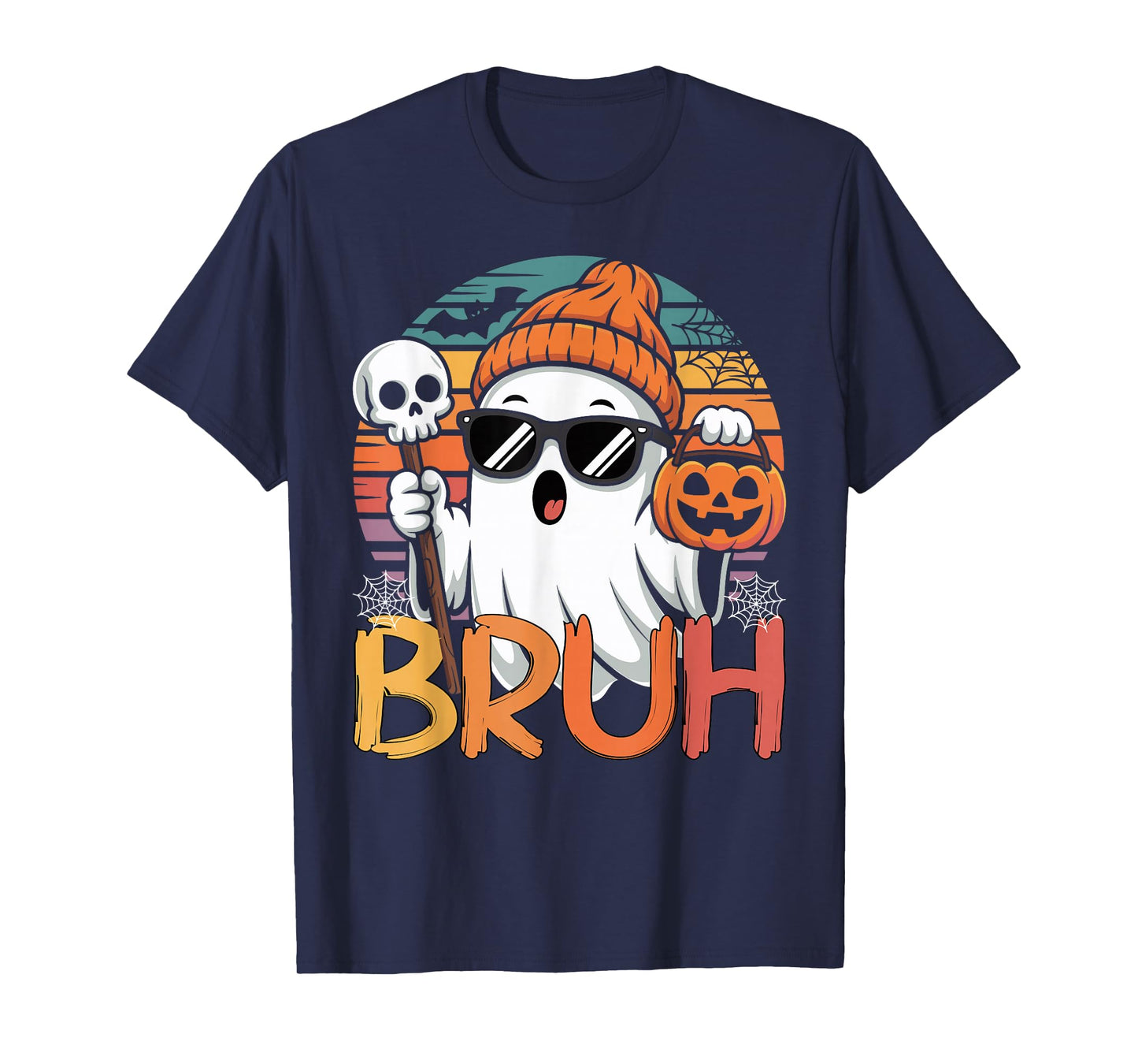 Bruh Ghost Halloween Toddler Vintage Halloween Boys Kids Men T-Shirt