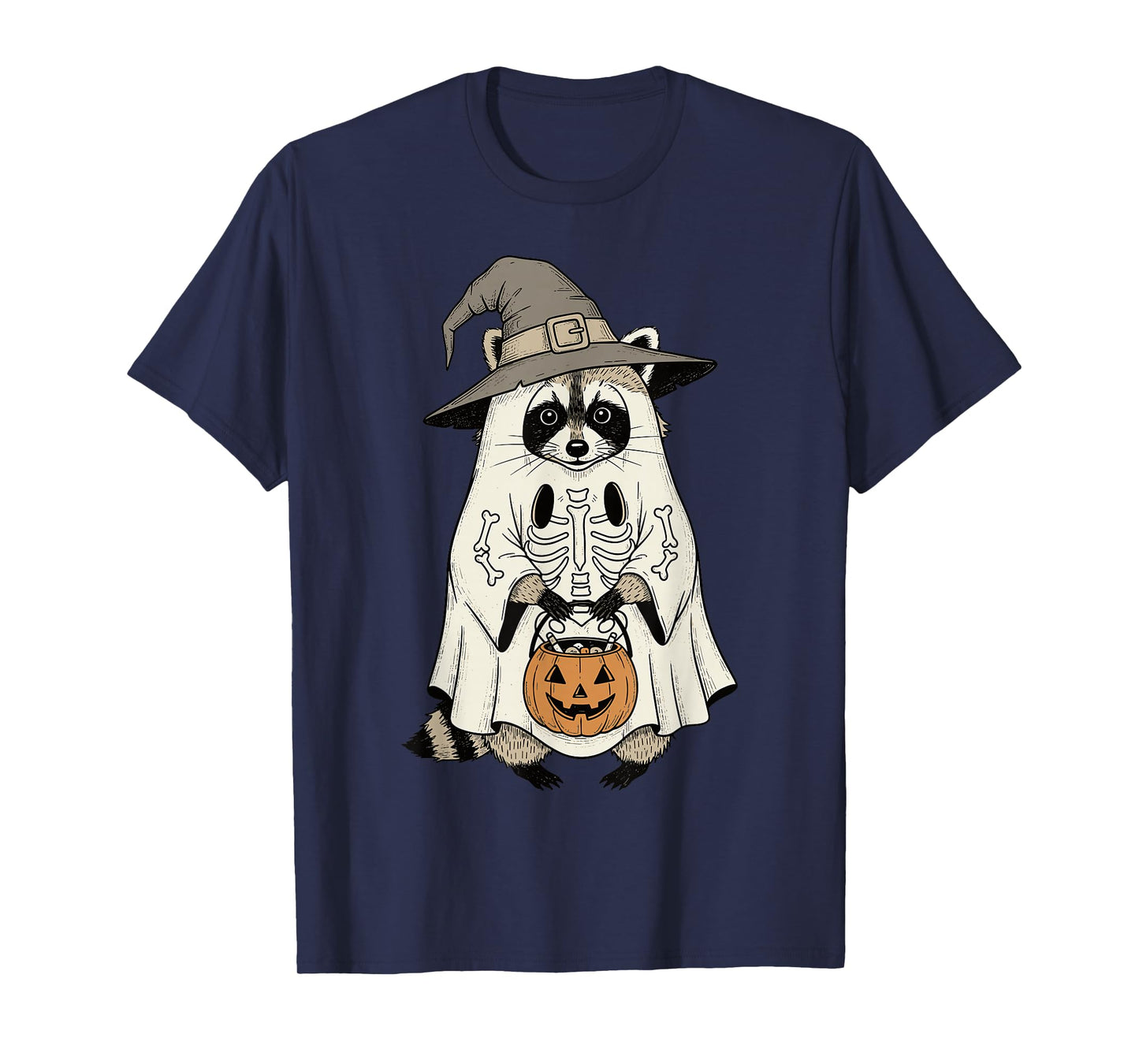 Cute Ghost Pumpkin Halloween Raccoon Costume Raccoon Lovers T-Shirt