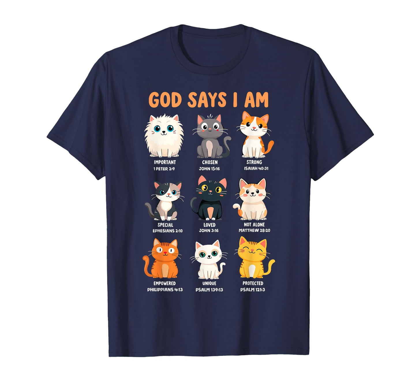 God Says I'm Christian Funny Cats Bible Verse Kitty Lover T-Shirt