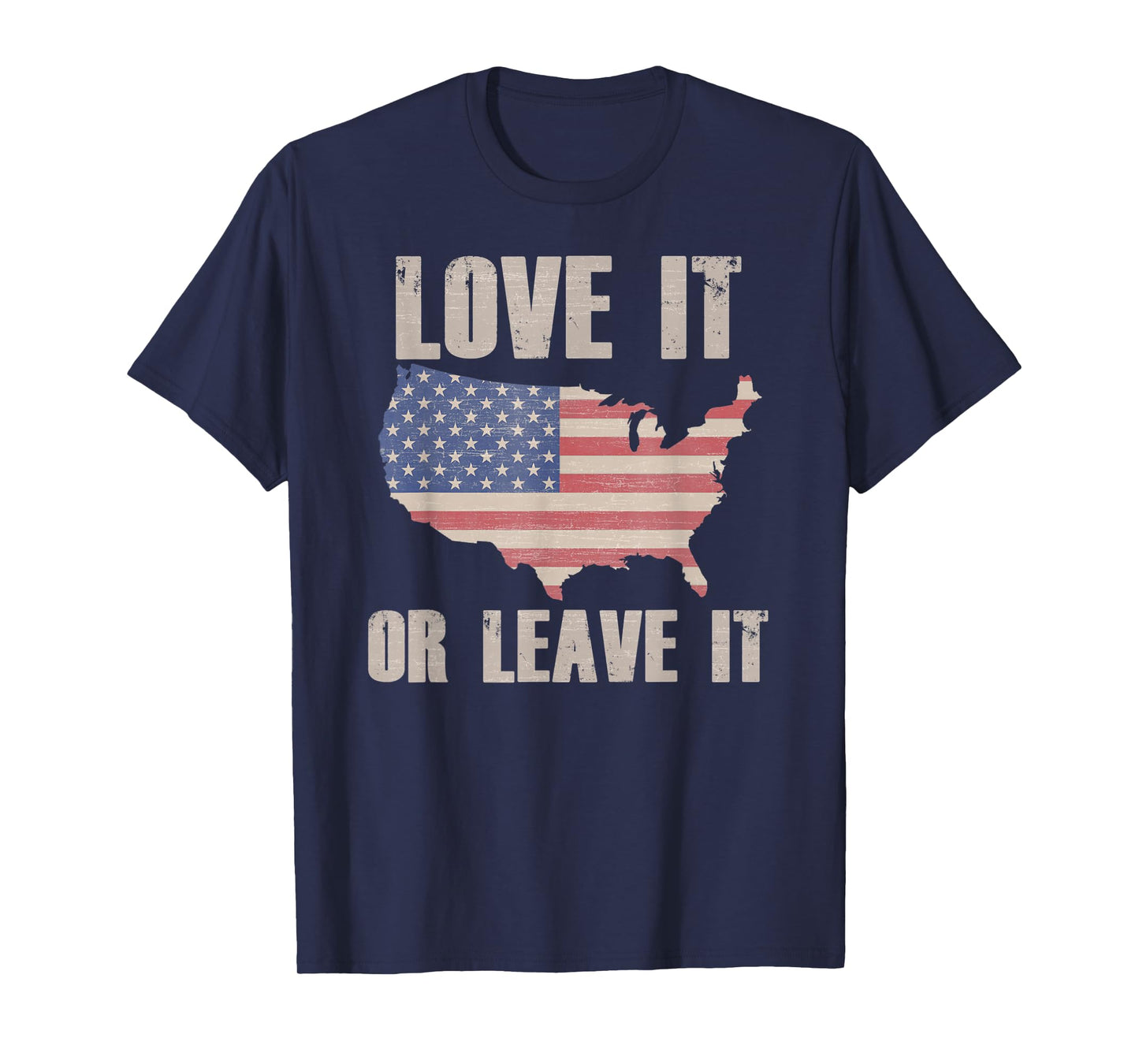 LOVE IT OR LEAVE IT Patriotic Vintage American Flag USA Map Women Kids Men T-Shirt
