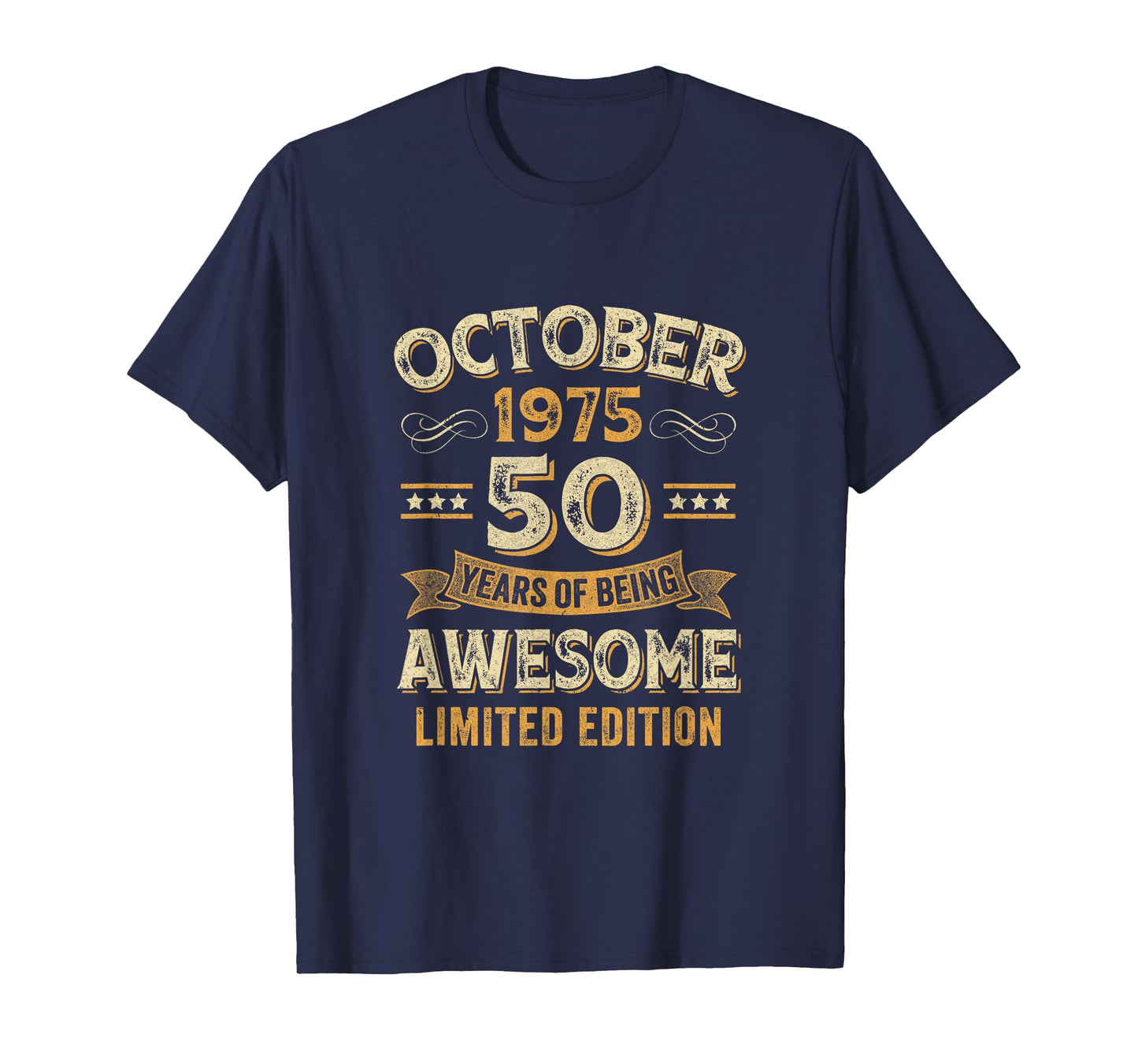 50 Years Awesome Vintage October 1975 50Th Birthday T-Shirt