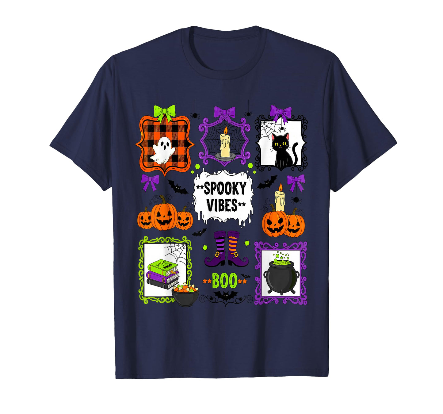 Spooky Vibes Halloween Coquette Jack O'Lantern Boo Crew T-Shirt