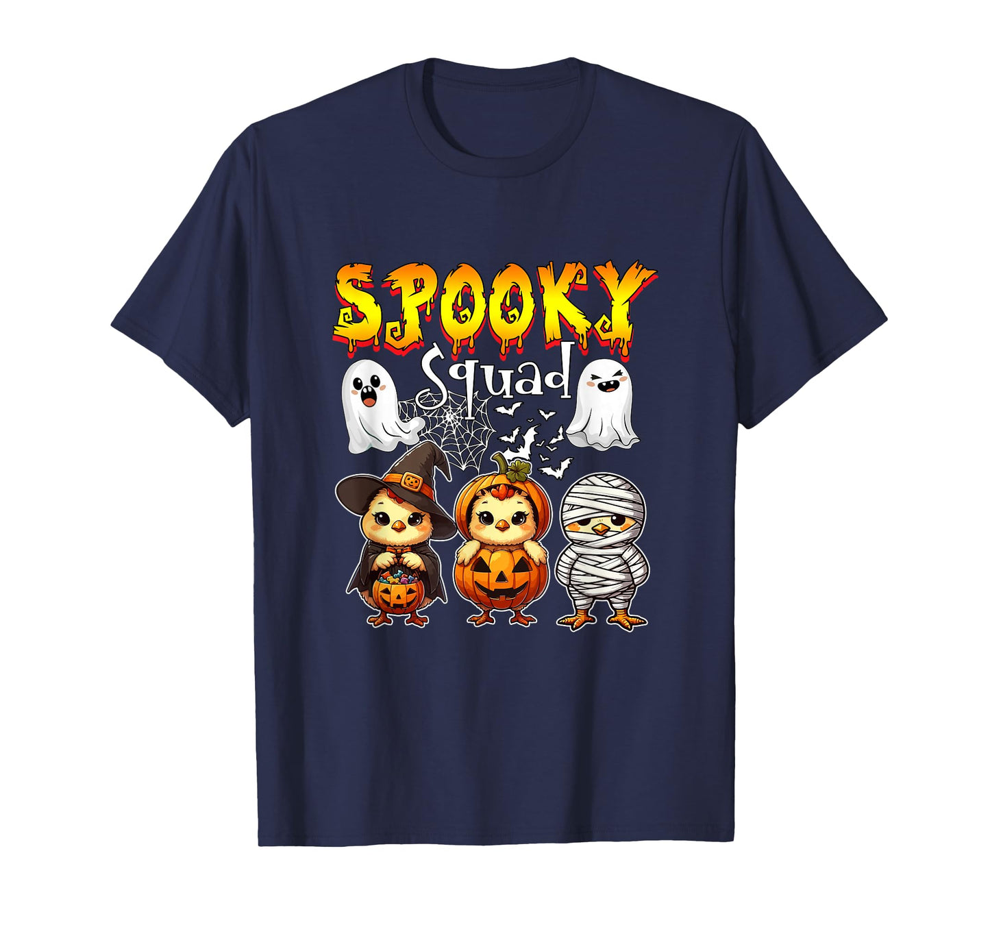 Spooky Halloween Squad Three Cute Chickens Cosplay Witch T-Shirt