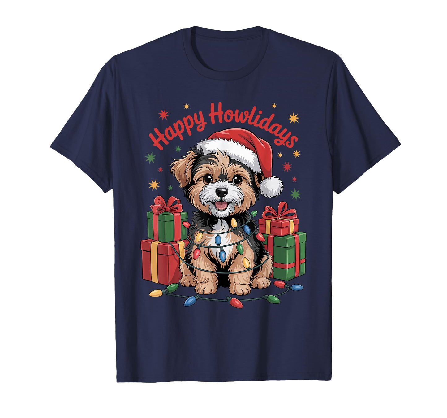 Cute Yorkipoo Santa Hat Christmas Xmas Dog Lovers Holiday T-Shirt