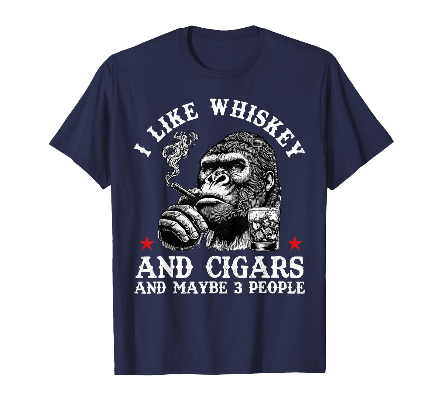 Retro I Like Whiskey And Cigars And Maybe 3 People Monkey T-Shirt