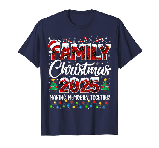 Family Christmas 2025 Matching Squad Santa Red Plaid Xmas T-Shirt