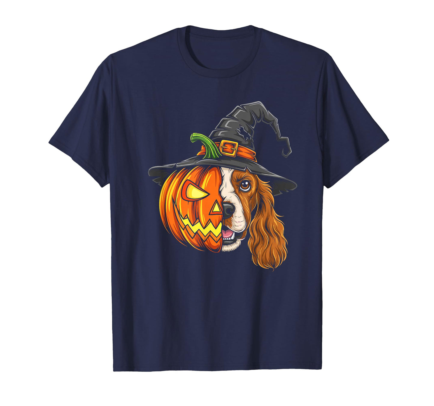 Cocker Spaniel Pumpkin Jack O Lantern Halloween Mens Womens T-Shirt