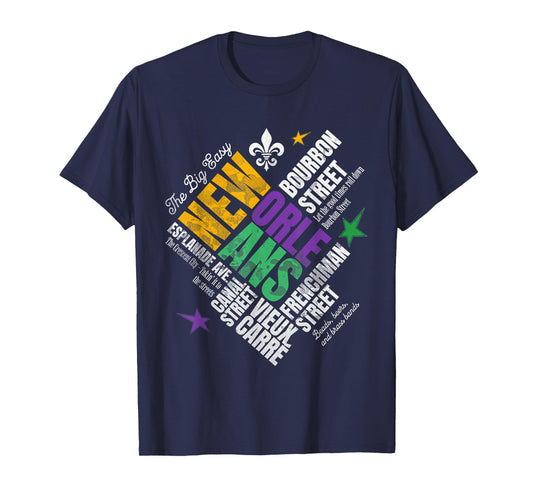 New-Orleans, Louisiana s Vintage Mardi Gras WordCloud T-Shirt