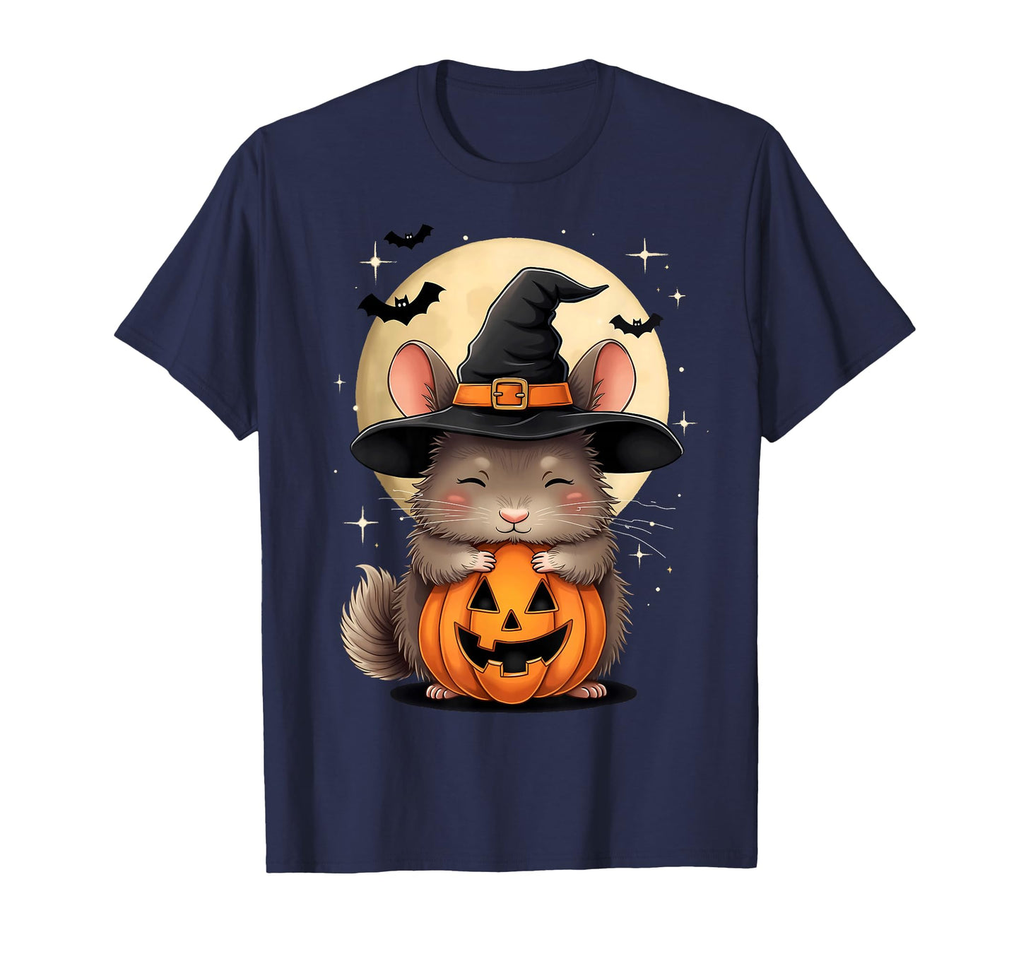 Halloween Chinchilla Witch Hat Pumpkin Spooky T-Shirt
