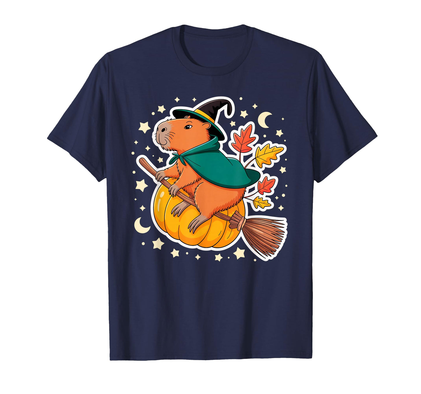 Capybara Witch Hat Halloween Pumpkin Ride T-Shirt