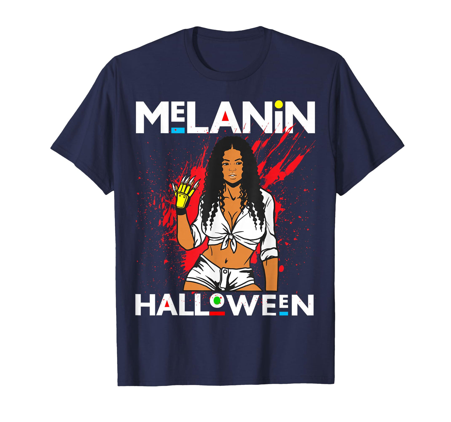 Funny Melanin Halloween Black Girl Magic Scary Blood Costume T-Shirt