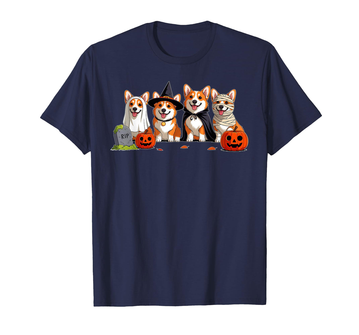 Corgi Dog Ghost Witch Mummy Pumpkin Funny Halloween Costume T-Shirt