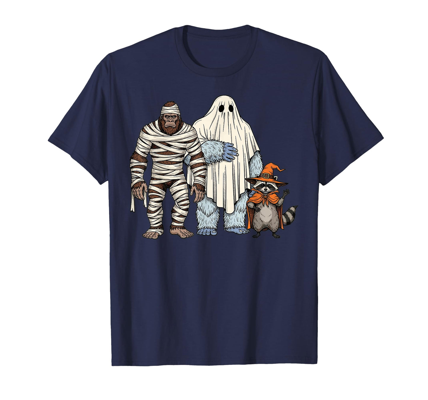 Halloween Bigfoot Yeti Raccoon Funny Costume Design T-Shirt