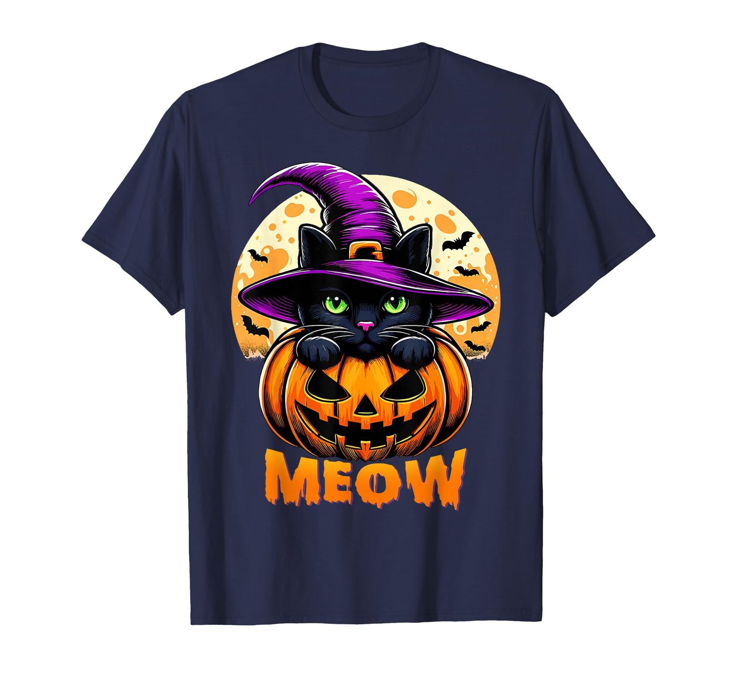 The Witch Cat Lovers Pumpkin Halloween Men Women Kids T-Shirt