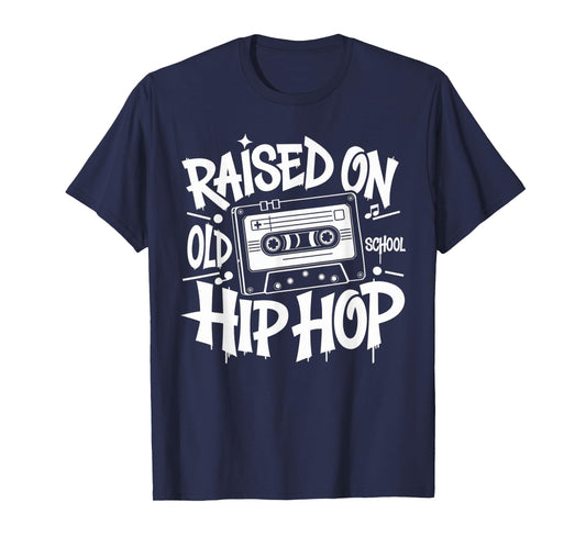 RAISED ON OLD SCHOOL Graffiti Rap HIP HOP Tshirt Cassette T-Shirt