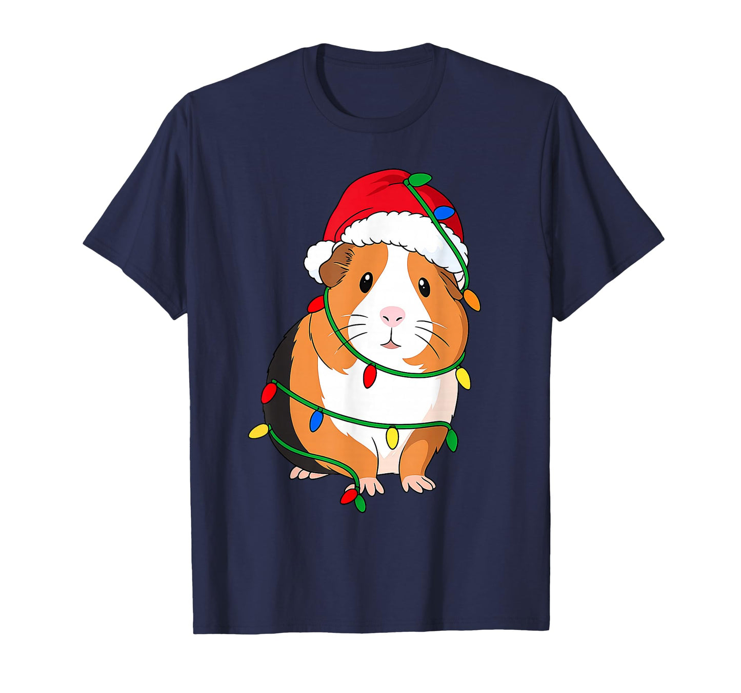 Guinea Pig Christmas Tree Lights Holiday Pet Lover T-Shirt