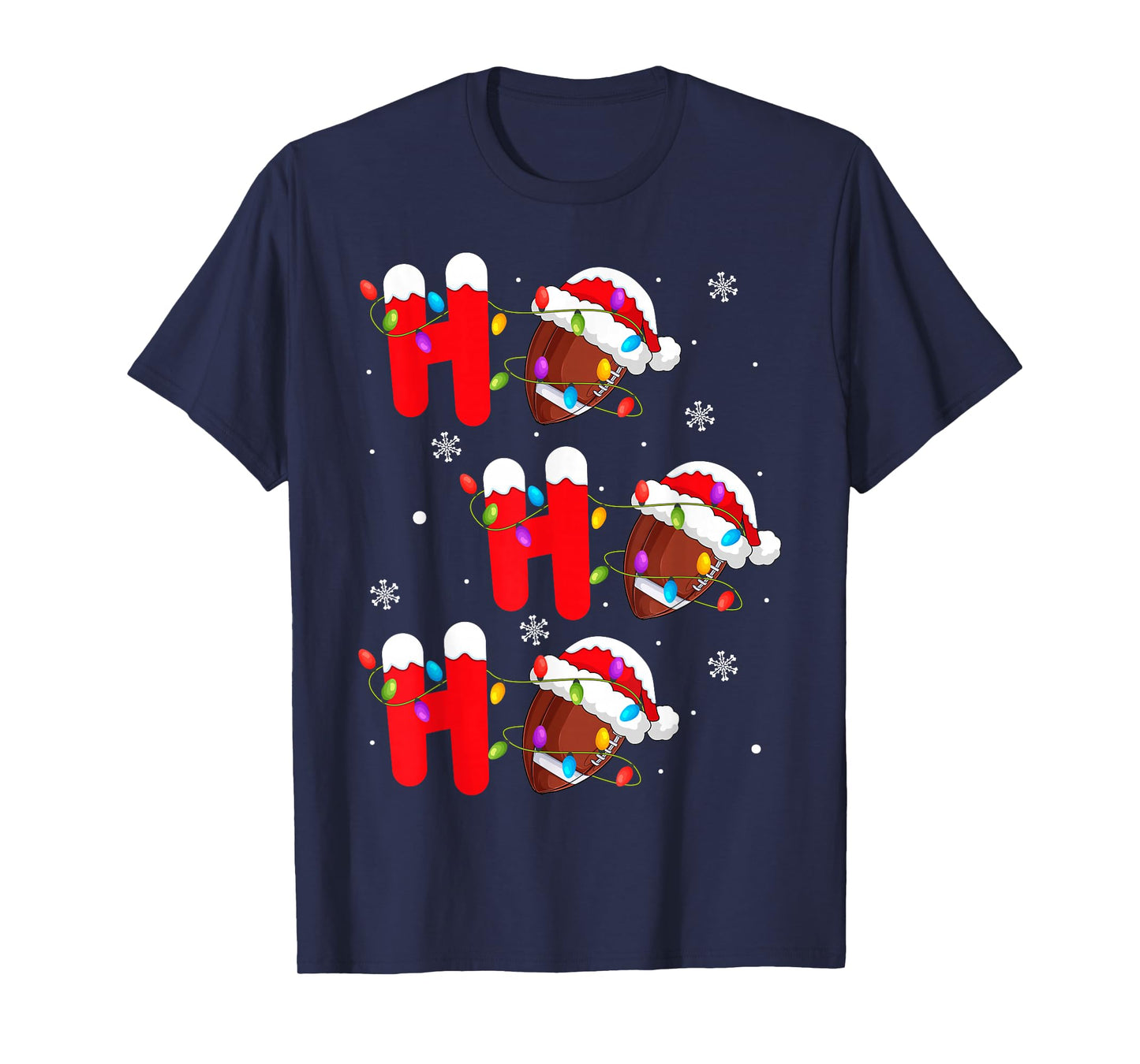 Football Christmas Ho Ho Ho Santa Sports Player Funny Xmas T-Shirt