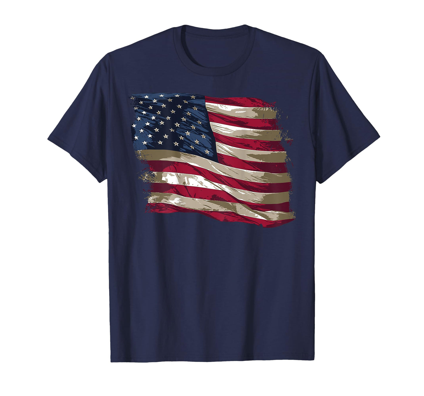 Vintage Distressed American Flag (Design on Back) T-Shirt