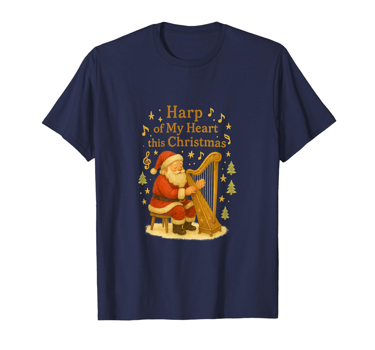 Santa Christmas Festive Musician Gift for Harpists T-Shirt