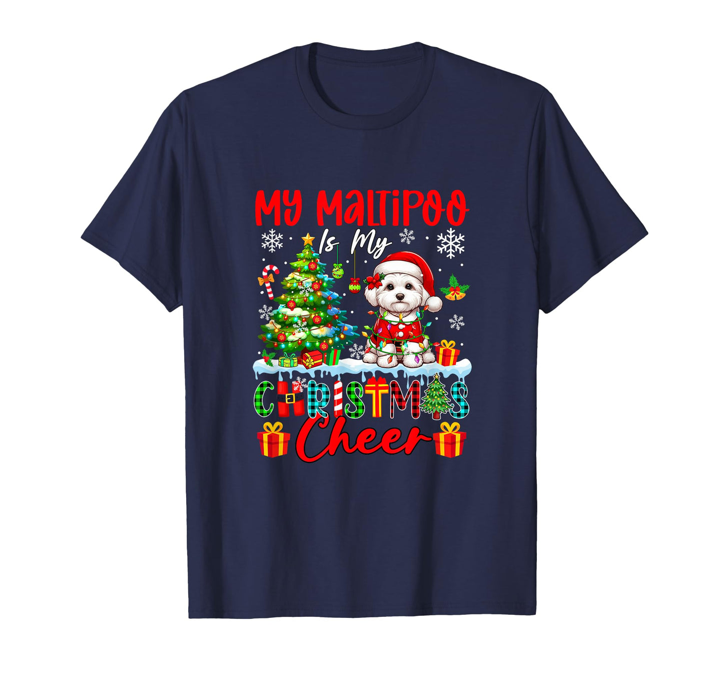 My Maltipoo is My Xmas Cheer Funny Santa Dog Owner Kids T-Shirt