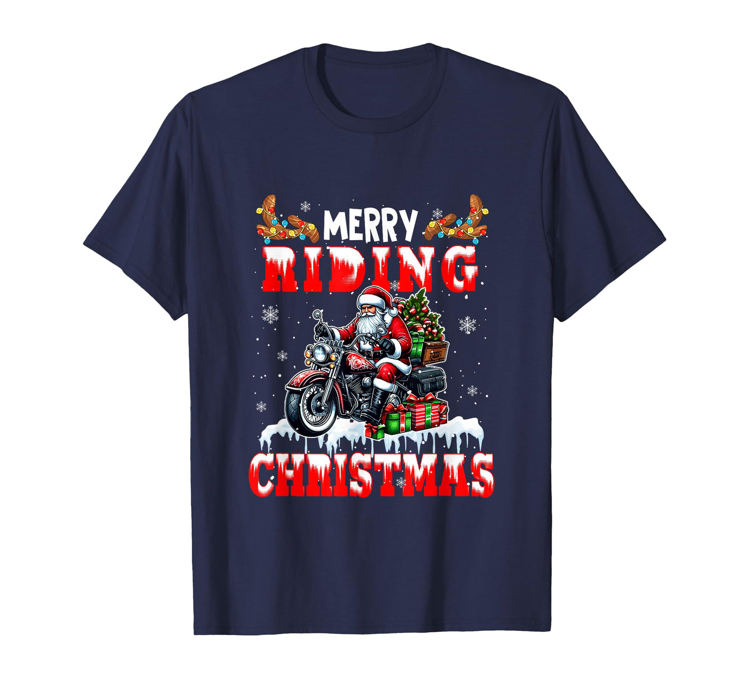 Merry Christmas Riding Santa Colorful Costume Sport Lover T-Shirt