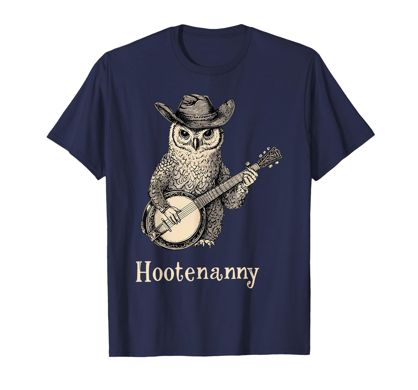 Hootenanny Owl Playing Banjo Country Owl Banjo Guitar Music T-Shirt