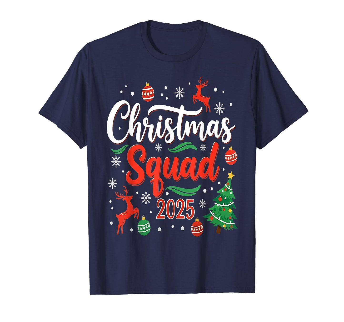 Christmas Squad 2025 Matching Holiday Family Xmas Reindeer T-Shirt