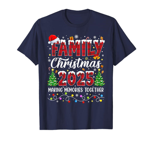 Family Christmas 2025 Matching Squad Santa Red Plaid Xmas T-Shirt