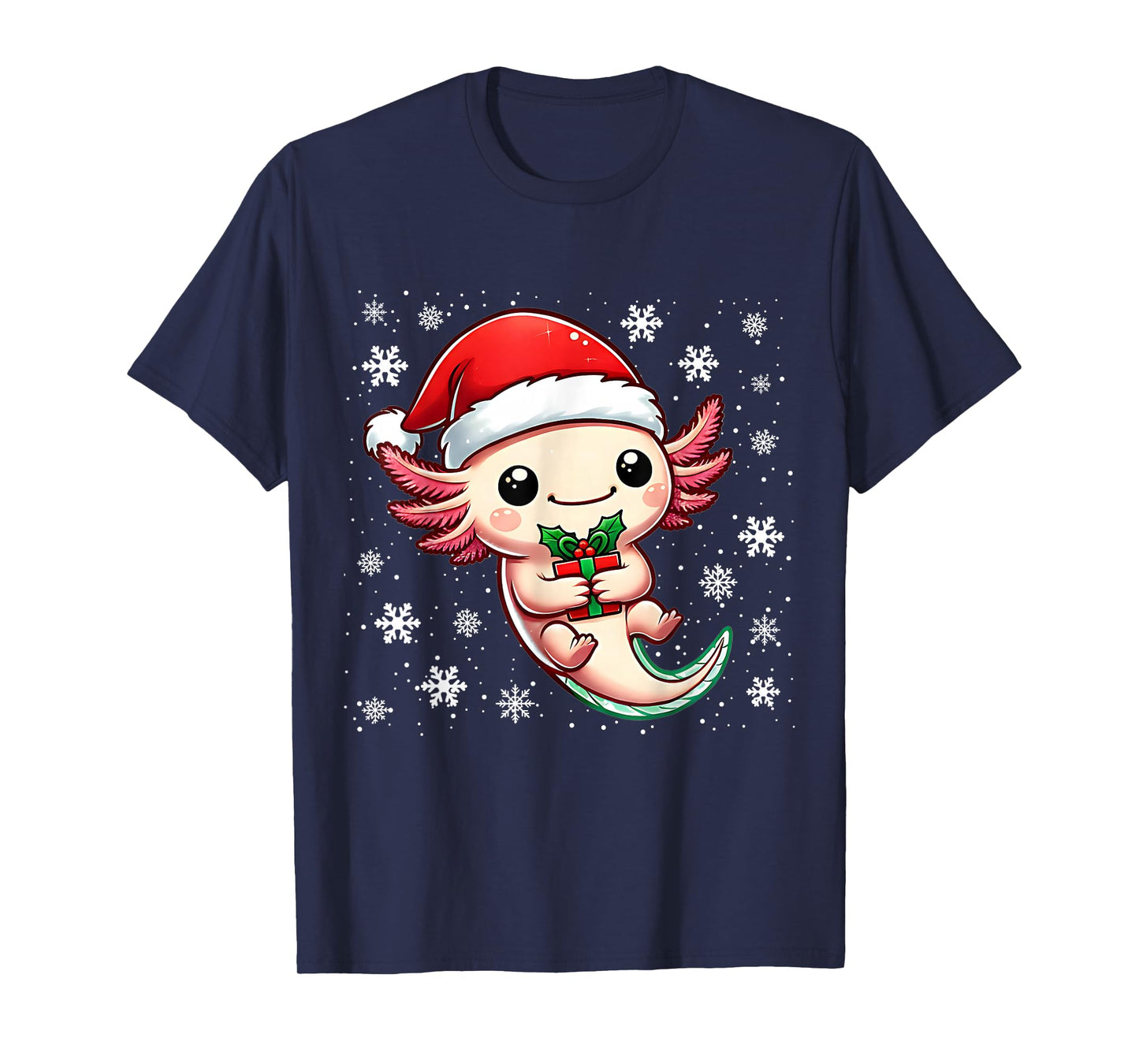 Christmas Axolotl Santa Hat Boy Girl Kids Xmas Axolotl Lover T-Shirt