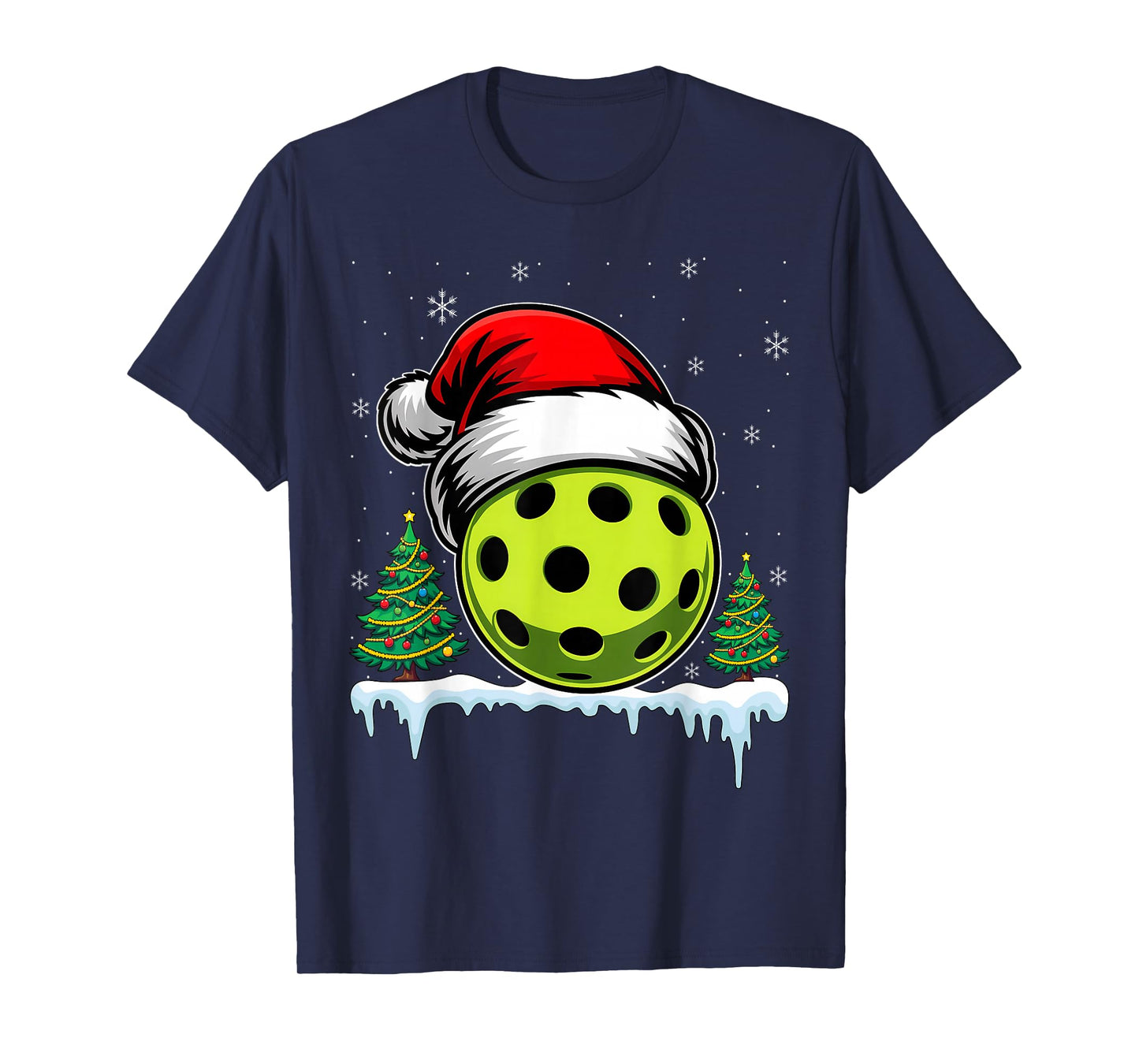 Christmas Pickleball Pickle Ball Santa Hat Funny Sport Xmas T-Shirt