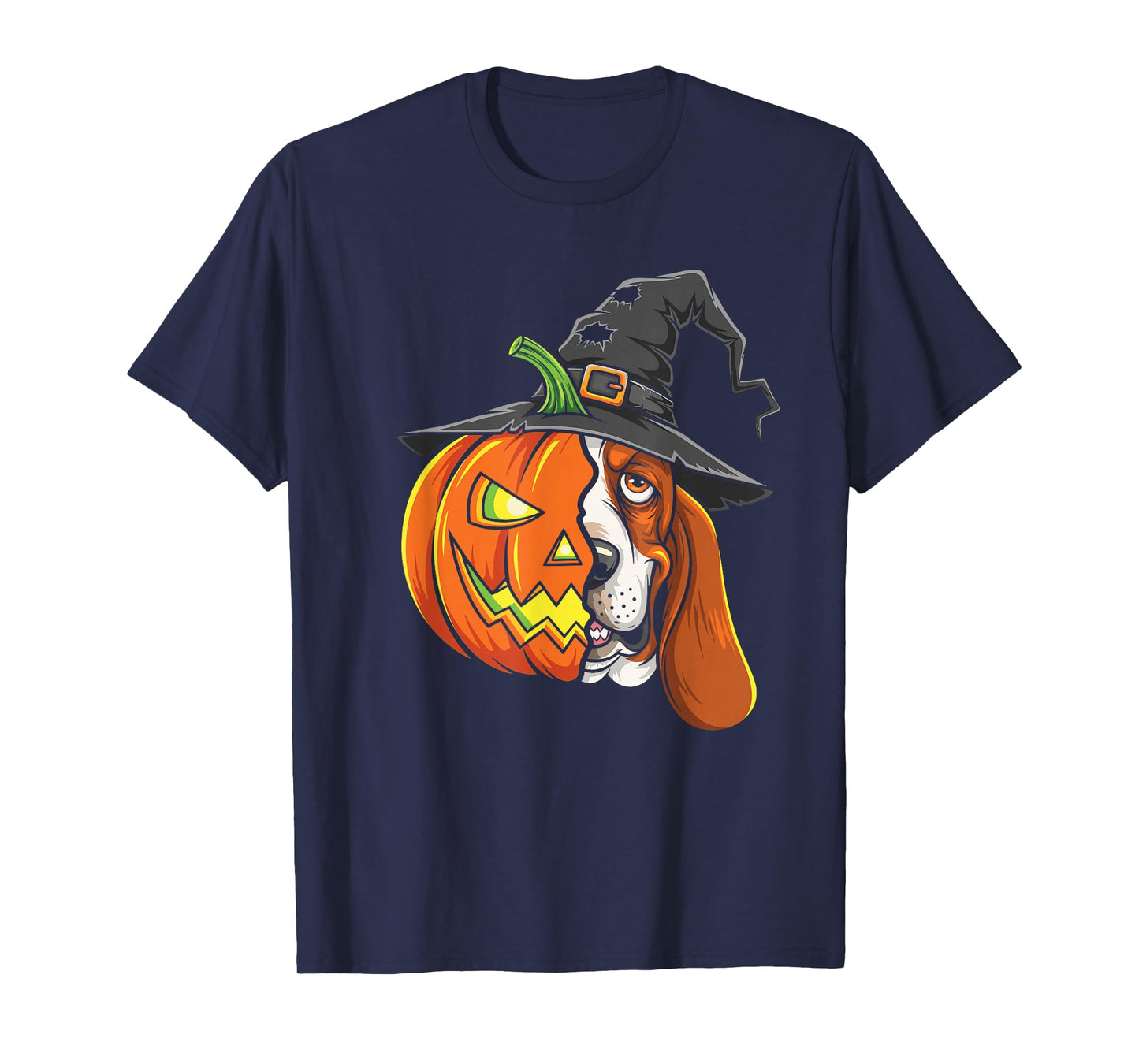 Basset Hound Pumpkin Jack O Lantern Halloween Mens Womens T-Shirt