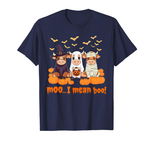 Moo I Mean Boo Spooky Heifer Halloween Bull Sheet Cow T-Shirt