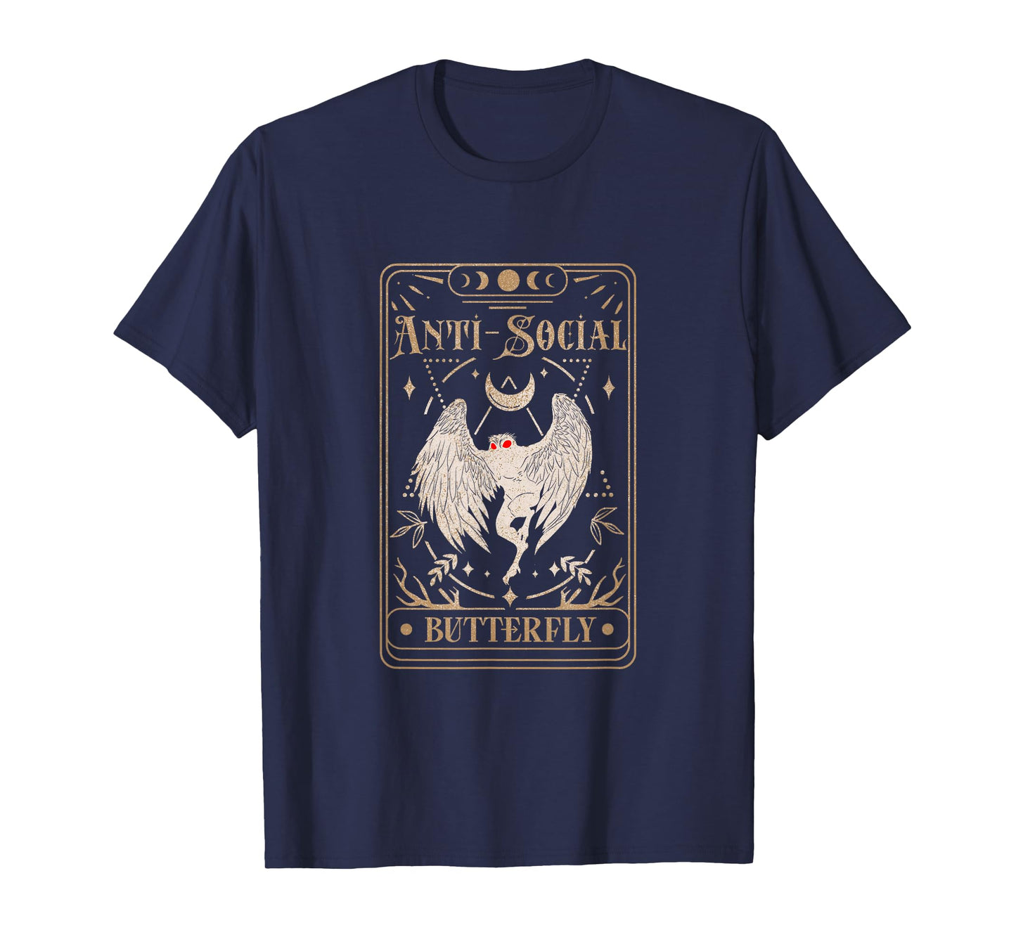 Mothman Tarot Card Antisocial Butterfly Cryptid Red Eyed T-Shirt
