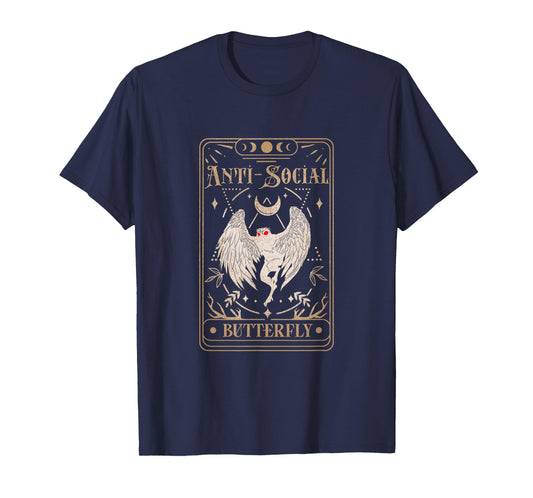 Mothman Tarot Card Antisocial Butterfly Cryptid Red Eyed T-Shirt